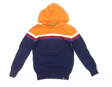 United Colors of Benetton Boys Orange Blue Pullover Hoodie Jumper Size 9Y