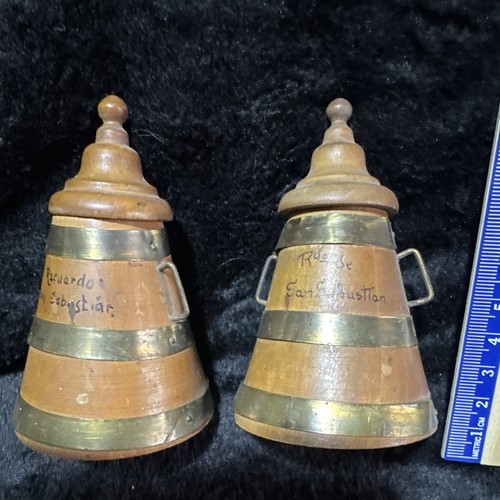 Treen wood pair jars - jars, with