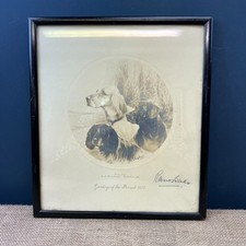 ANTIQUE AQUATINT ETCHING PRINT OF REUBEN WARD BINKS SIGNED FRAMED GUN DOGS 1923