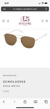 Mont Blanc Rectangular Gold coloured Metal Frame Sunglasses RRP 290