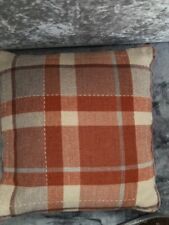Next Natural Grey Burnt Orange Ginger Woven Check cushion COVER / MATCH Curtains
