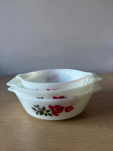 Vintage jaj pyrex red rose - jaj,