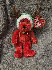 Ty Jingoe Beanie 2002 Holiday teddy The Red Bear Excellent Condition with Tags