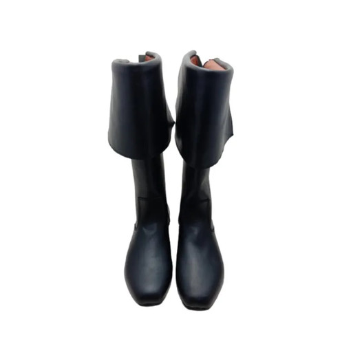 Mens black leather pirate - black,