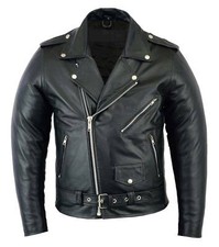 Mens Leather Jacket Bikers Premium Brando Classic Genuine Leather Jacket