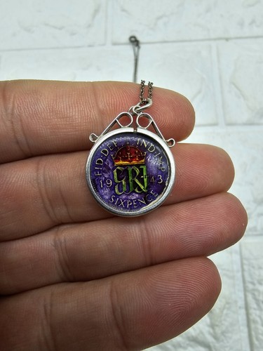 1943 enamelled sixpence coin - 1943,