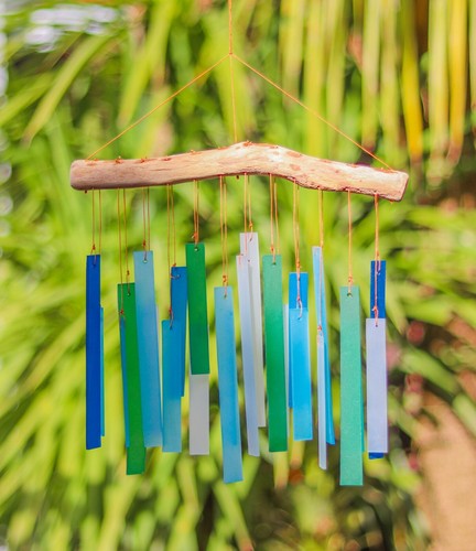 Glass wind chime turquoise - chime,