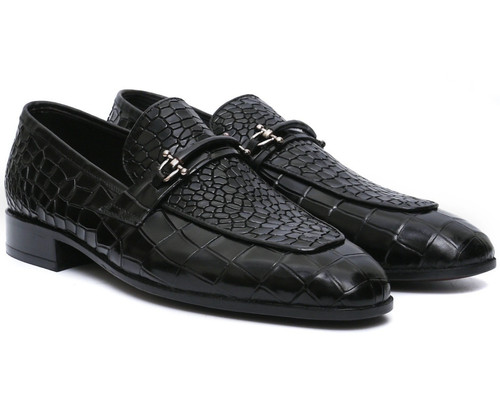 Handmade men black crocodile - black,