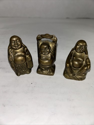 Solid brass happy buddha set - brass,