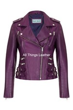 Ladies Purple Leather Biker