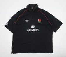 Guinness Men’s Black 2XL Rugby Polo Shirt Cotton Traders England Rose