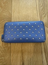 Anya Hindmarch Blue Grey And Gold Metal Studs Wallet Purse