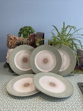 Set of 5 W H Grindley Satin White Tudor Star Staffordshire Starter Plates 9"