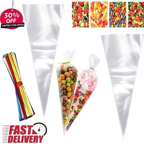 Clear cellophane cone sweet - clear,