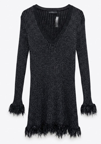 Zara black neck ribbed knit - zara, v-neck