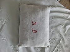 Handmade French Vintage Linen Cushion /  Monogram Initial AD Ideal Present/xmas