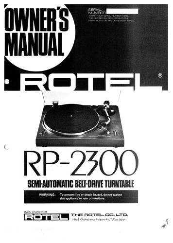 Rotel 2300 turntable - rp-2300, owners