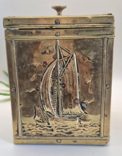 Vintage brass tea caddy - vintage, •