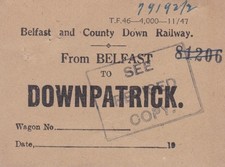 B&CDR Railway Wagon Label BELFAST-DOWNPATRICK