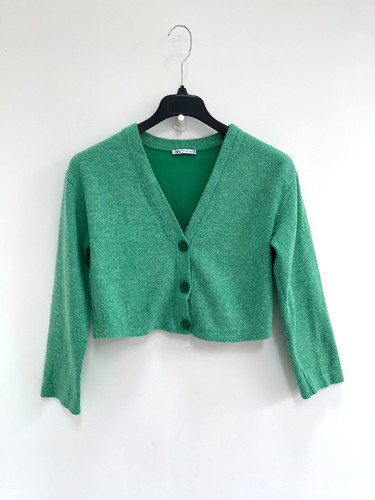 Zara cardigan crop green - zara,