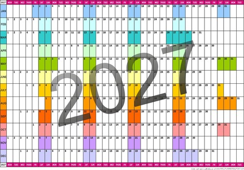 2027 year wall planner - year, office