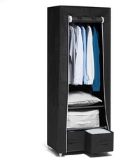 Hododou Canvas Wardrobe Fabric Wardrobe for Bedroom 160 x 59 x 43CM Portable