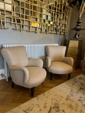 Ex Display George Smith Signature pair of Bedroom Chairs beige rrp£8700 b