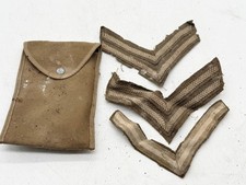 VINTAGE MILITARY SERGEANT CHEVRON PATCHES WITH CANVAS POUCH WWII ERA STYLE