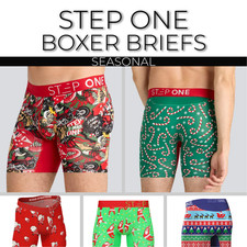 STEP ONE New Mens Boxer Briefs (Longer) Bamboo Underwear- SEASONAL