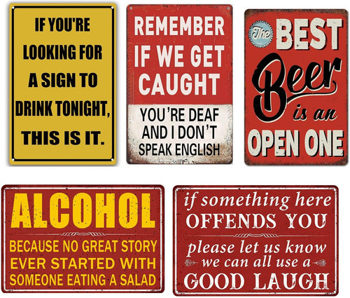 Piece funny bar signs for - 5,