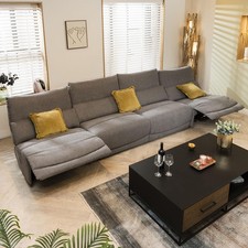 Modern 5 Seater Modular Recliner Sofa Couch Set Grey Fabric S42R