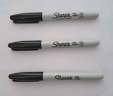3 x SHARPIE Black FINE Point Bullet Tip Permanent Marker Pens Genuine 