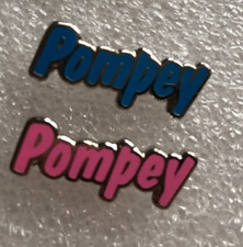 SET OF 2 PORTSMOUTH POMPEY CUTOUT LETTERS ENAMEL PIN BADGES