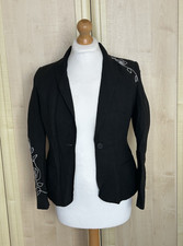 Wallis Women's Black Lined Smart Casual Linen Blazer Jacket - Ladies Size UK 12