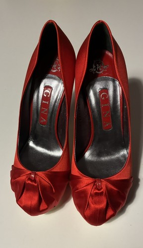 Gina red satin shoes - satin, size