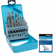 Bluespot 6pc Tap and Drill Bit Set Metric M3 M4 M5 M6 M8 M10 M12 Thread Cutter
