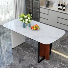 FATIVO Marble Dining Table Rectangular Counter Restaurant Living Room Nook Table