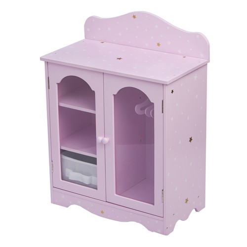 Kids wooden doll - doll, wardrobe