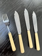 Vintage Chrome Plated  3 Fish Filleting  &  1 Fork