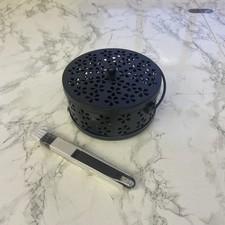 Maison & White Mosquito Coil Holder Black Metal Incense Burner with Lid & handle