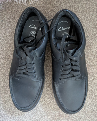 Clarks black leather lace - black,