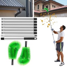 Telescopic Gutter Cleaner with 8 Extension Poles & 2 Brushes, 330cm Reach for Cl