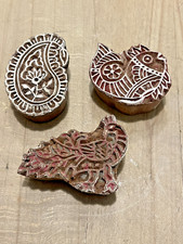 Set Of Three Small Wooden Block Stamps Made In India