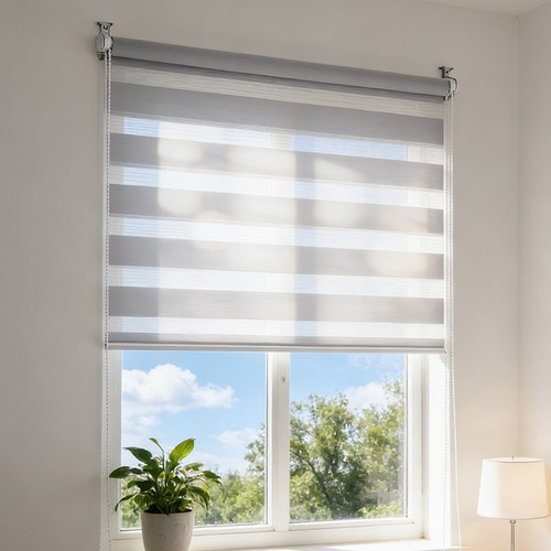 Zebra window roller blind - zebra, day