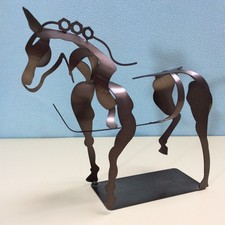 Metal HORSE Sculpture 3-D Openwork Abstract Work of Art Antique Style 7 ½” 19cm