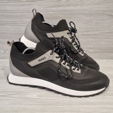 Hugo Boss Trainers Mens 10 UK Black Grey Fabric Knit Designer Shoes