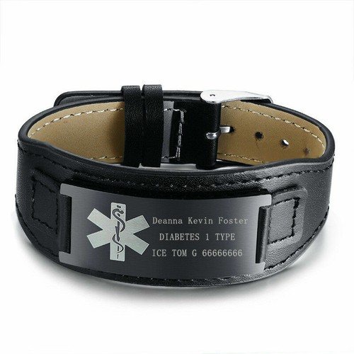 Black genuine leather medical - black,