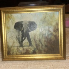 Painting Of Elephant On Board