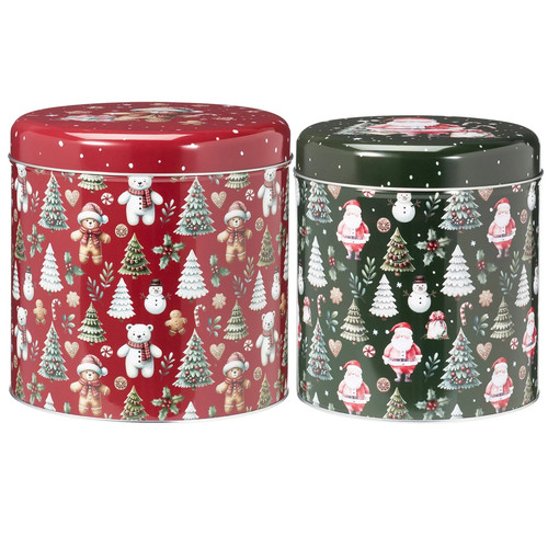 2pc christmas storage tins - christmas,