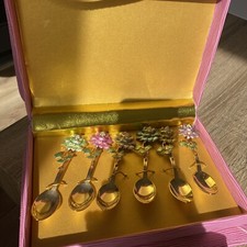 6 Teaspoons In Case Decorated